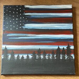 Patriotic Forest Canvas Art Hand Painted